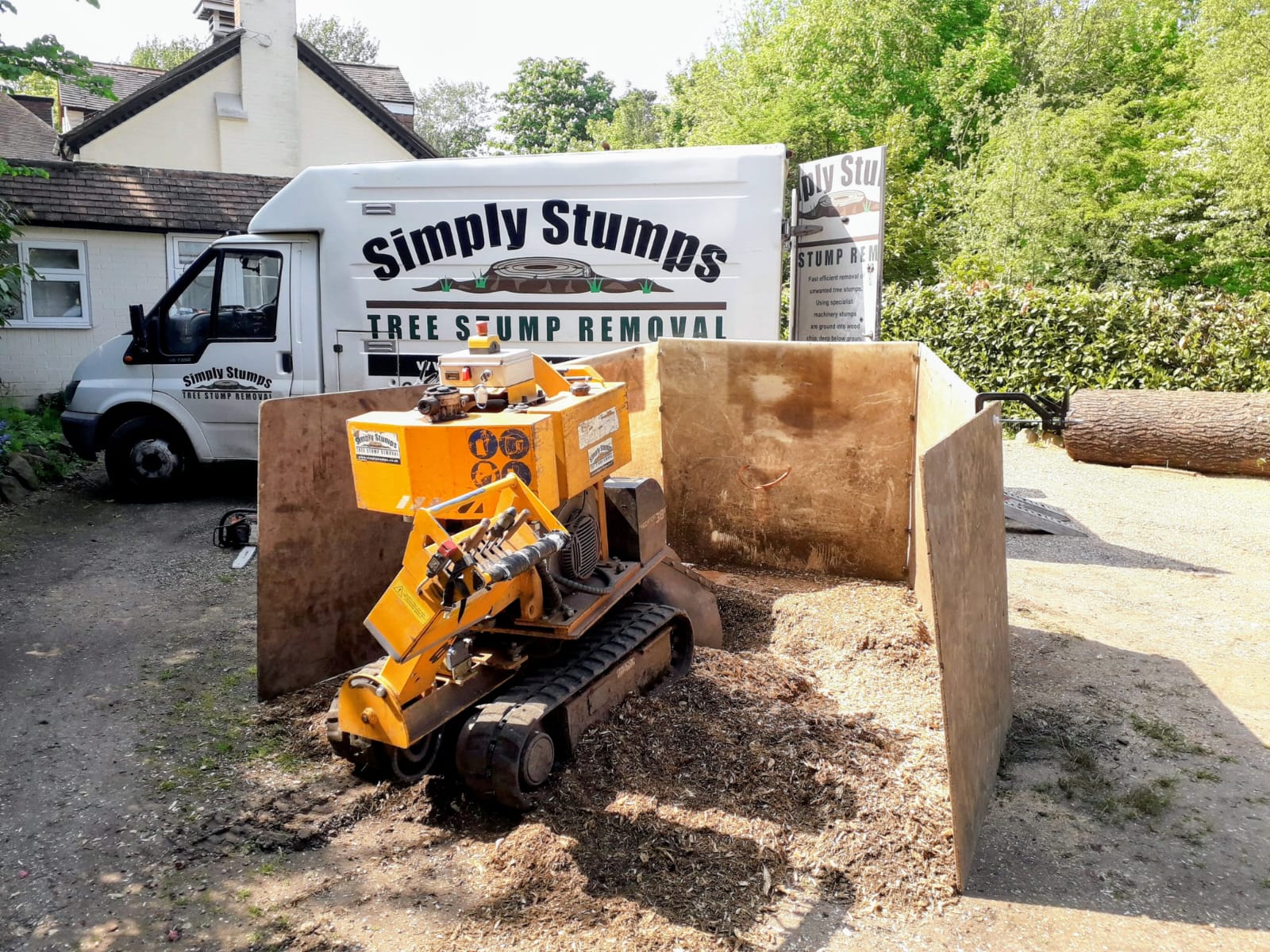 Tree stump grinder carrying out work in Naphill and Downley areas